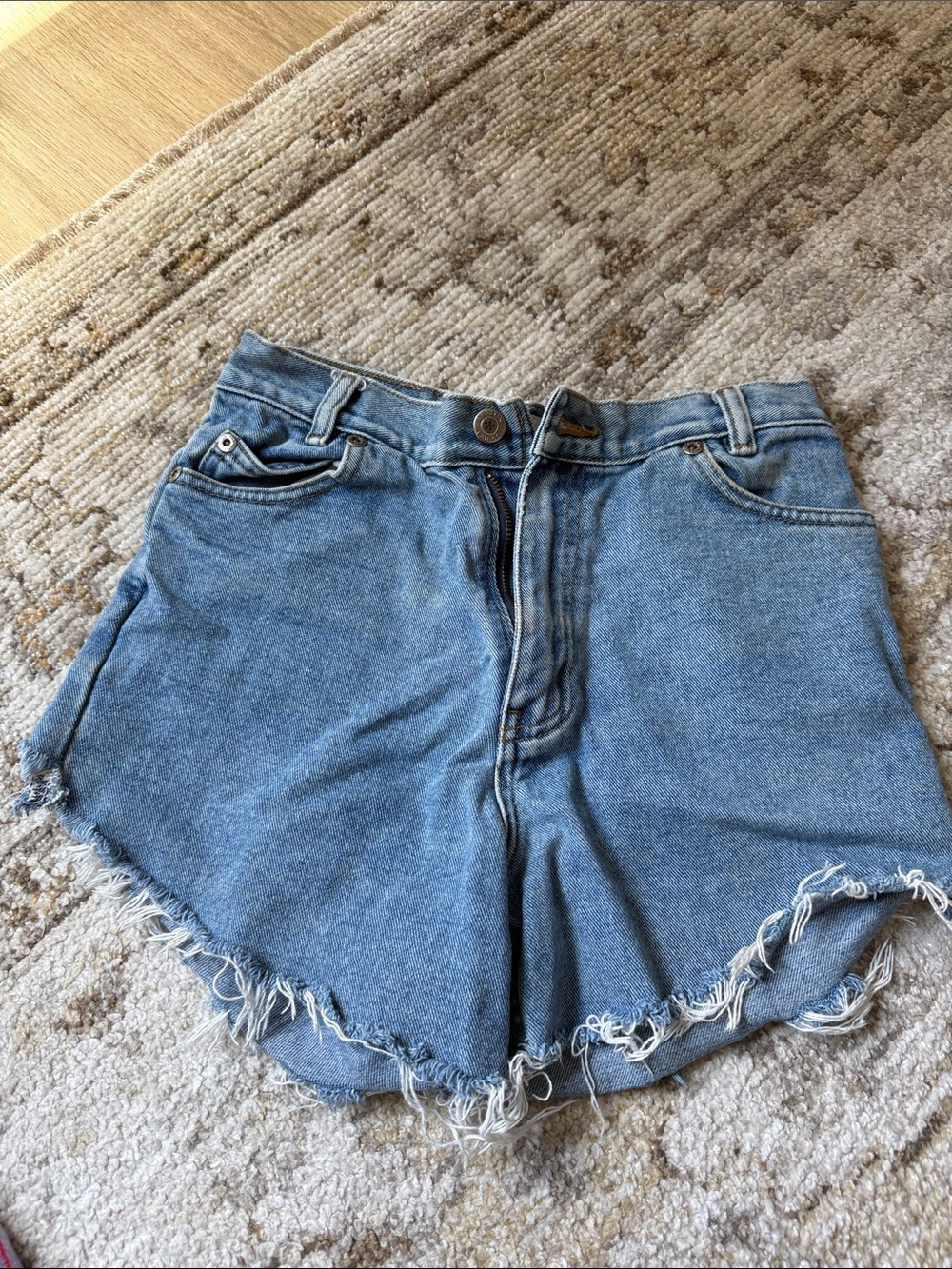 Arizona Jean Company Light Blue Frayed Denim Shorts